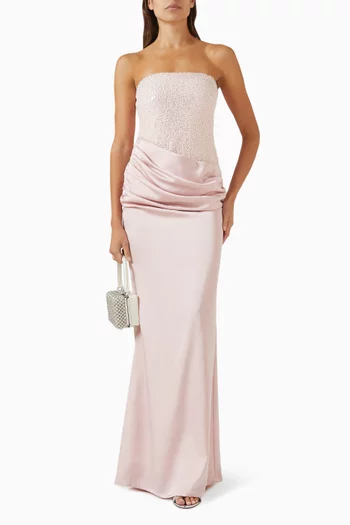 Devin Embellished Gown in Satin