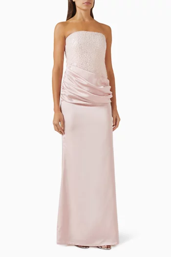 Devin Embellished Gown in Satin