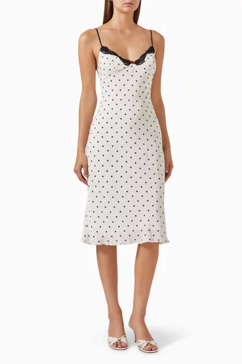 فستان جامي بنقشة نقاط صغيرة حرير كريب