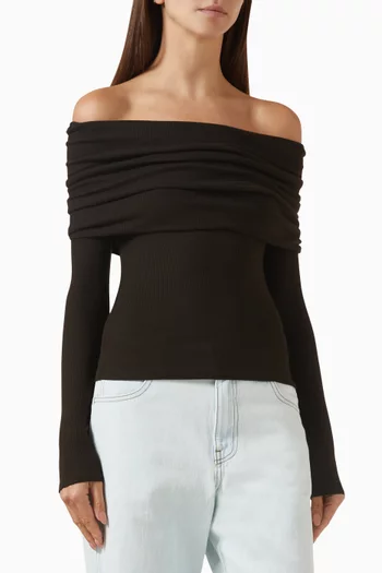 بلوزة بأكتاف مكشوفة حرير وفيسكوز