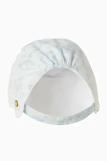 Printed Lace-trim Bonnet