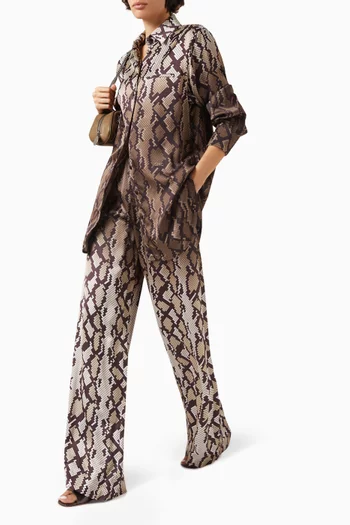 Snake-print Oversized Pants