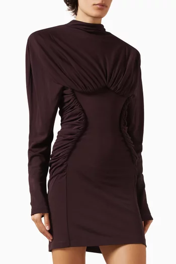 Pleated Mini Dress in Crepe-jersey