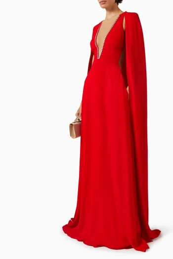 Embellished Gown & Cape Set