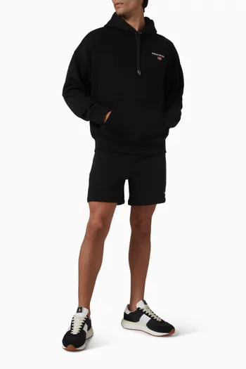 كنزة بغطاء رأس وشعار الماركة مزيج قطن