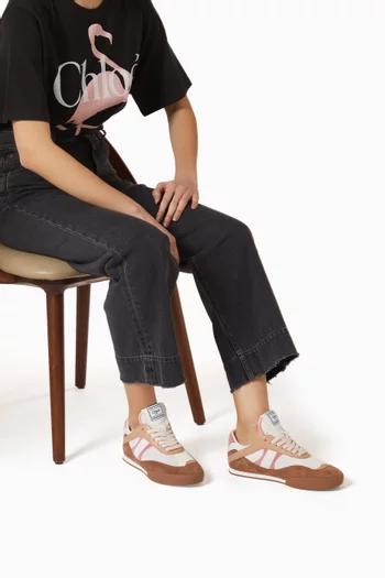 سنيكرز كيك أسفل الكاحل قماش شبكي وجلد عجل