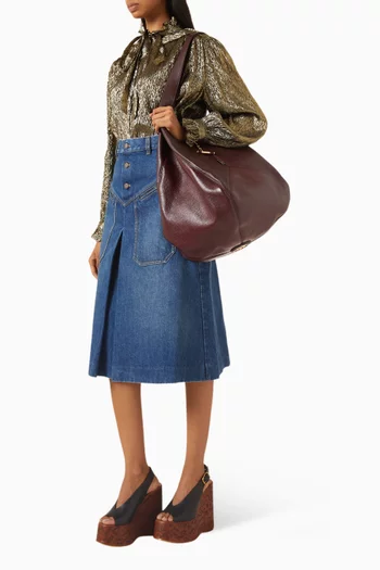 Medium Balloon Bag in Grained & Suede Leather