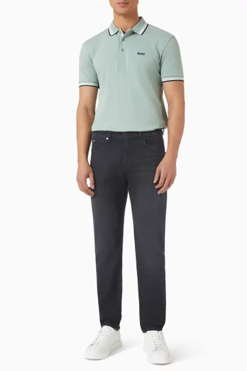 تي شيرت بولو بادي بشعار الماركة بلون مغاير قطن بيكيه