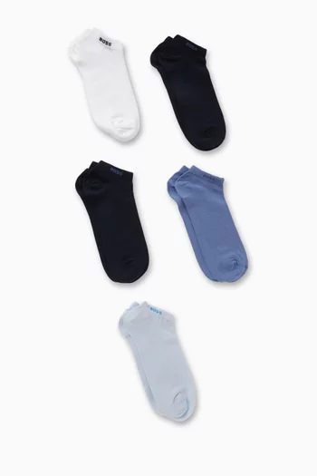Ankle Socks in Cotton-blend, Set of 5
