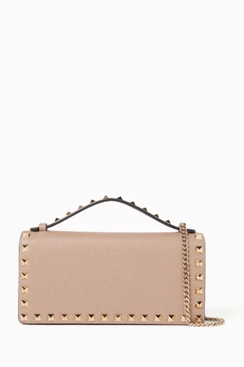 Rockstud Wallet on Chain in Calfskin