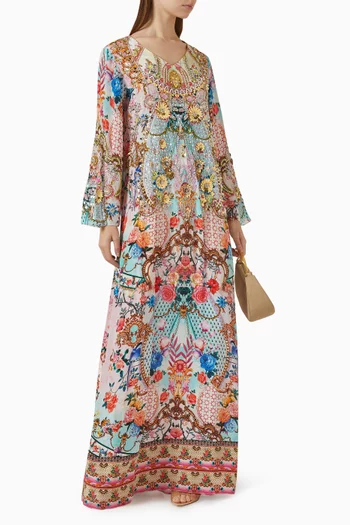 Floral Mirror Embellished Kaftan