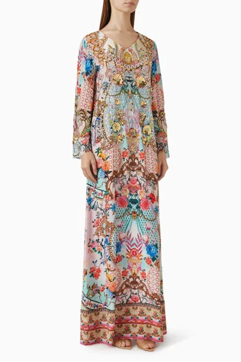 Floral Mirror Embellished Kaftan