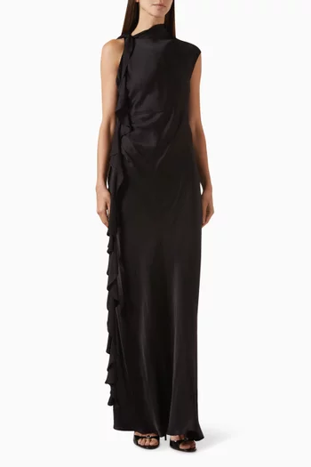 Agnes Draped Ruffle Maxi Dress in  LENZING™ ECOVERO™ Viscose