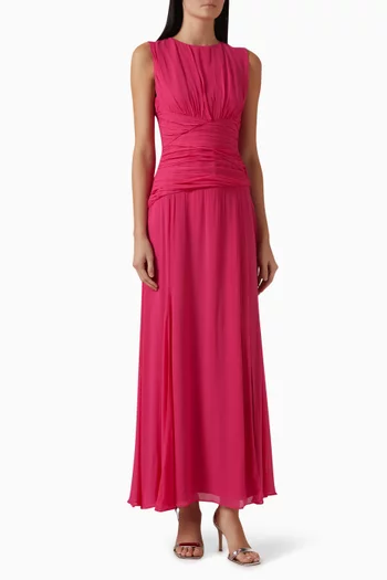 Aylah Side Split Maxi Dress in Viscose Georgette