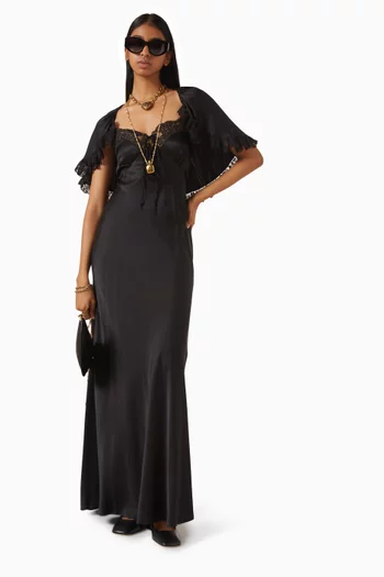 Lace-trim Dress in Silk Satin