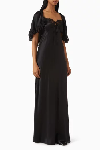 Lace-trim Dress in Silk Satin