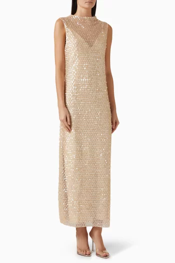 Everly Sequin-embellished Maxi Dress in Mesh
