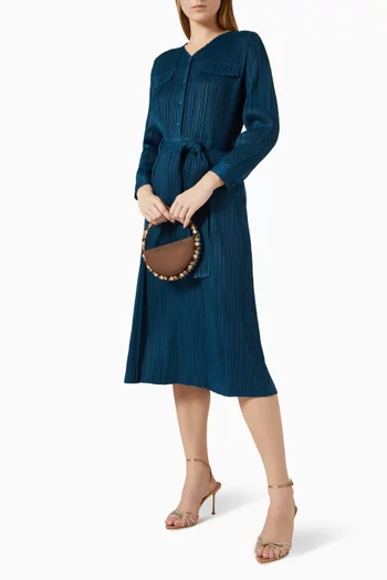 Emerson Belted Midi Dress in Plissé