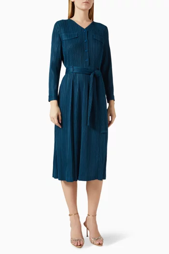Emerson Belted Midi Dress in Plissé