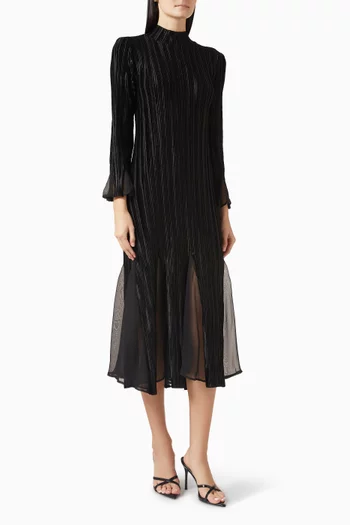 Briana Pleated Dress in Velvet