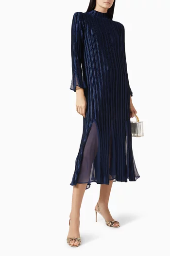 Briana Pleated Dress in Velvet