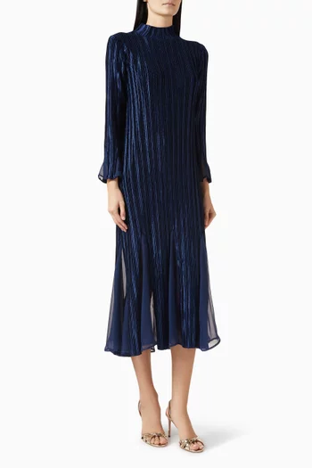 Briana Pleated Dress in Velvet
