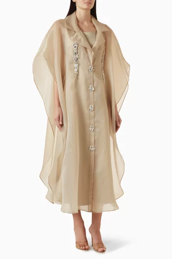 Crystal-embellished Cape & Dress Set in Organza