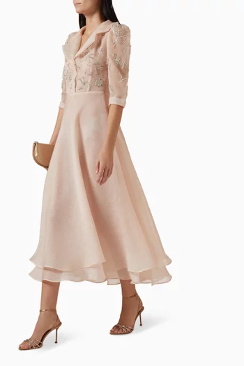 Floral-embellished Dress in Organza