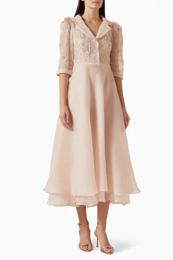 Floral-embellished Dress in Organza