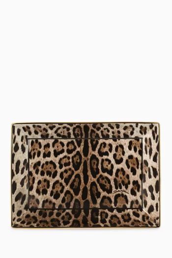 وعاء للمجوهرات بتصميم مستطيل بنقشة جلد الفهد بورسلين