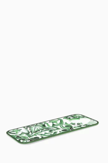 صينية مستطيلة بنقشة مايولكا خشب