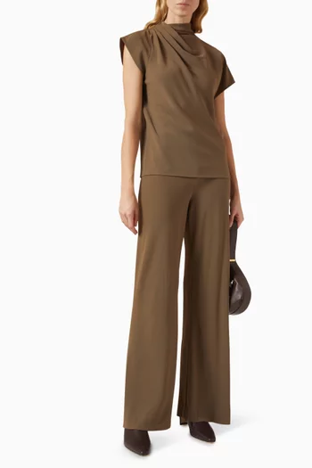 بنطال سترول بخصر مرتفع كريب