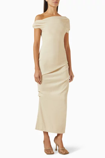 فستان إيدا بفتحة رقبة غير متماثلة جيرسيه