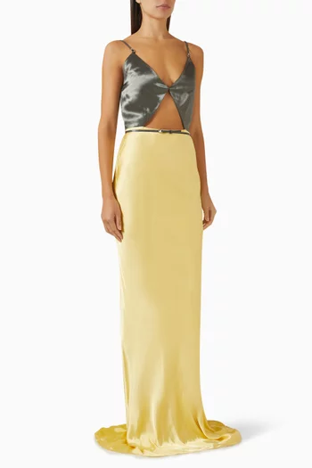 فستان كاتي بفتحة ستان