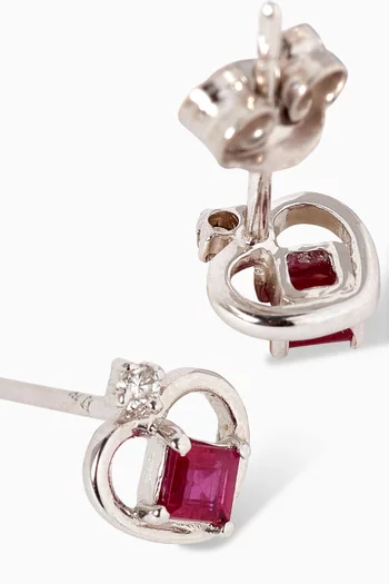 Ruby Heart Shaped Earrings