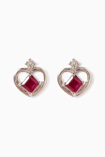 Ruby Heart Shaped Earrings