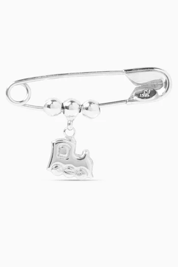 Train Pin Brooch in 18kt White Gold