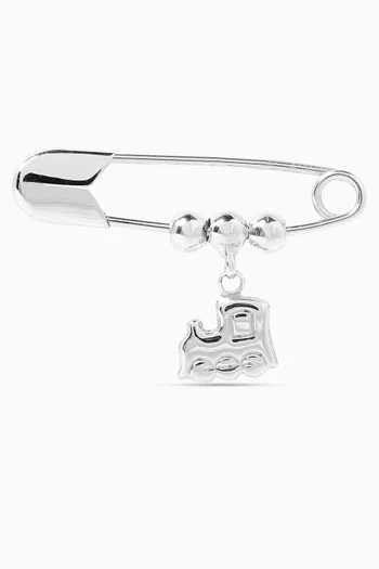 Train Pin Brooch in 18kt White Gold