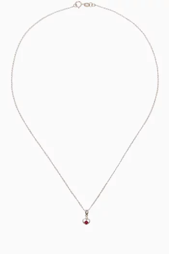 Heart Sapphire Necklace in 18kt White Gold