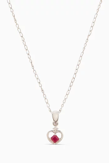 Heart Sapphire Necklace in 18kt White Gold