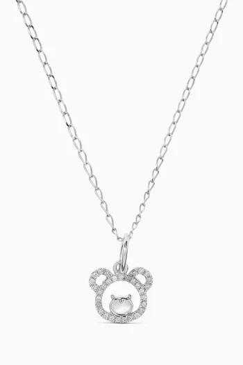 "Oscar the Teddy" Diamond Necklace in 18kt White Gold