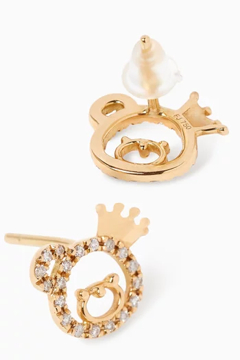 "Oscar the Teddy" Diamond Stud Earrings in 18kt Yellow Gold