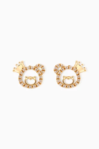 "Oscar the Teddy" Diamond Stud Earrings in 18kt Yellow Gold