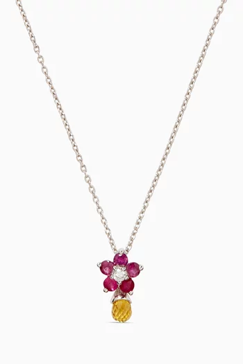 Flower Diamond Necklace in 18kt White Gold