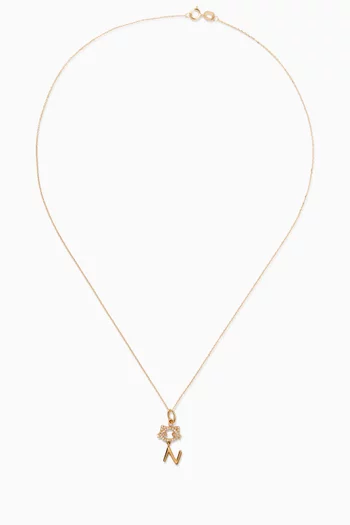 "Maya the Kitten" N Diamond Necklace in 18kt Yellow Gold