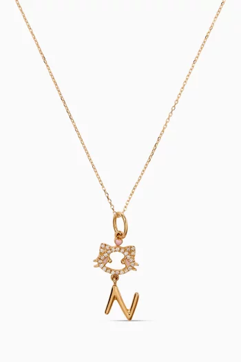 "Maya the Kitten" N Diamond Necklace in 18kt Yellow Gold
