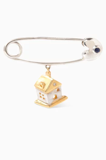House Diamond Pin Brooch in 18kt White Gold