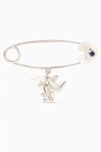 Plane Diamond Pin Brooch in 18kt White Gold