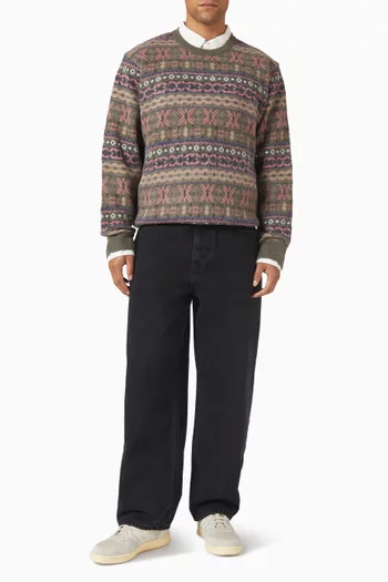 Fair Isle Knit Sweater in Wool-blend Knit