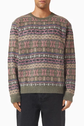 Fair Isle Knit Sweater in Wool-blend Knit
